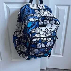 Vera Bradley Blue and White Floral Backpack in Blue Bayou